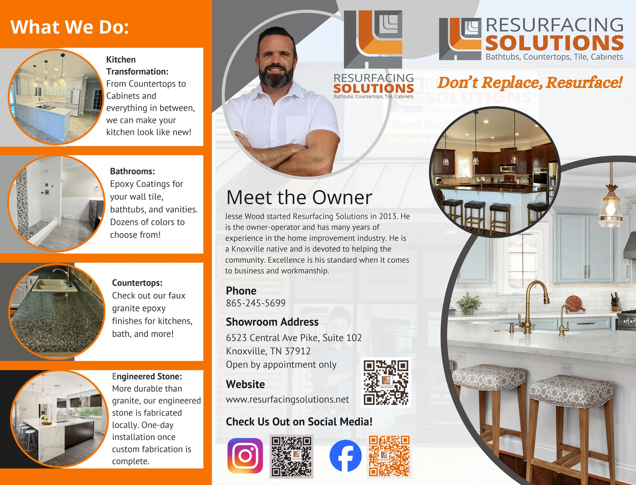 Custom Kitchen and Bathroom Remodeling Knoxville TN Refinishing Refacing Brochure Front Custom Kitchen and Bathroom Remodeling Knoxville TN Refinishing Refacing Brochure Front